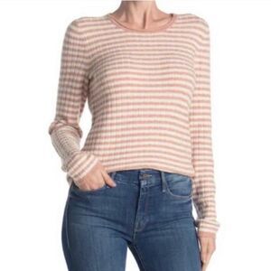 Madewell Womens Colette Sweater Size Small Striped Peach Merino Wool Alpaca